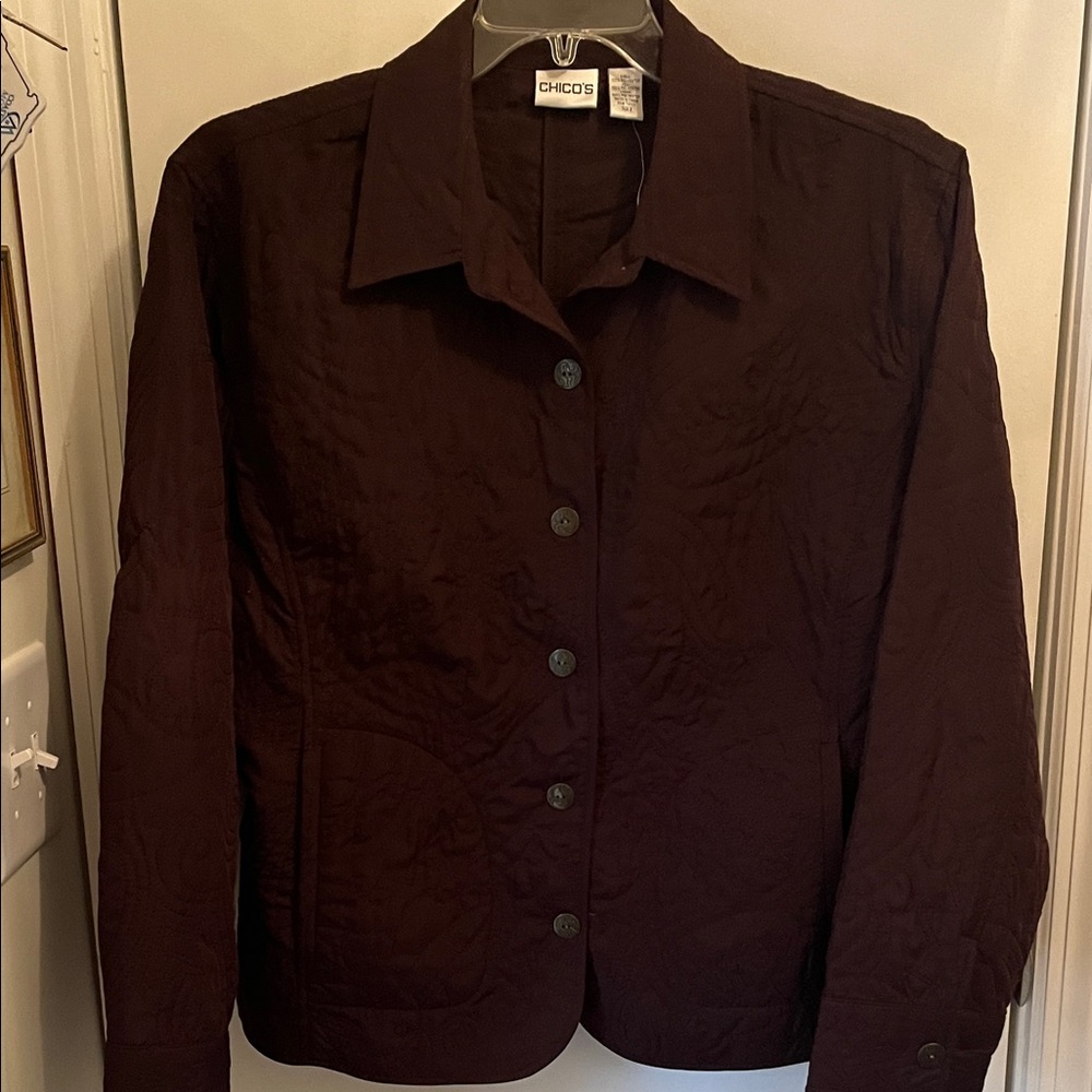 Chico's Espresso Lightweight Quilted Jacket Size 3